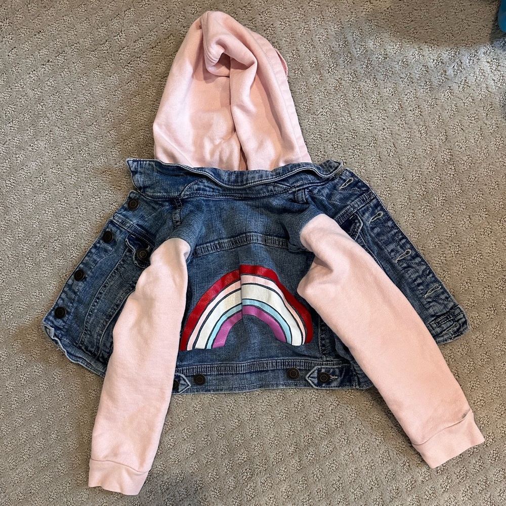 Tucker + Tate rainbow graphic hooded denim jacket